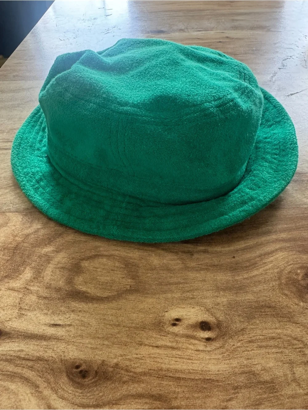 Adidas Originals Green Terry Cloth Bucket Hat Embroidered Trefoil Logo OSFA